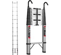 Sgabello Pieghevole A 1 Gradino, Scala Portatile in Acciaio Resistente, Scala Compatta E Leggera per Roulotte E Cucina, capacità di Carico 150 kg. 12 Step(16.4ft Ladder with Hooks)