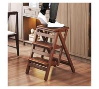 Sgabello pieghevole a 3 gradini in legno, portatile, antiscivolo, sedia da cucina, versatile, per piani di lavoro, seggiolone e soluzioni di archiviazione