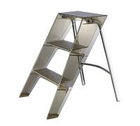 Sgabello pieghevole a 3 gradini, sedia in acrilico con piattaforma antiscivolo e struttura in acciaio, scala 2 in 1 e sgabello per casa e biblioteca