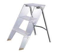 Sgabello pieghevole a 3 gradini, sedia in acrilico con piattaforma antiscivolo e struttura in acciaio, scala 2 in 1 e sgabello per casa e biblioteca