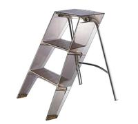 Sgabello pieghevole a 3 gradini, sedia in acrilico con piattaforma antiscivolo e struttura in acciaio, scala 2 in 1 e sgabello per casa e biblioteca
