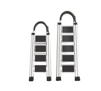 Sgabello pieghevole a 5 gradini bianco, scalas portatile, leggera, con piattaforma di appoggio, blocco a un pulsante, for uso domestico(5 step)