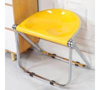 Sgabello Pieghevole Acrilico Trasparente Sedia Ergonomica Impilabile Senza Braccioli Struttura in Metallo per Balcone Ufficio Colore Giallo Design Moderno Mobili Salvaspazio