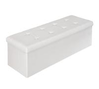 Sgabello pieghevole Cassapanca Pouf Contenitore Poggiapiedi 110x38x38 cm bianco