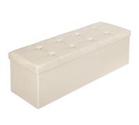 Sgabello pieghevole Cassapanca Pouf Contenitore Poggiapiedi 110x38x38 cm bianco