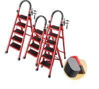 Sgabello pieghevole compatto e leggero for adulti, scala portatile in acciaio robusto, con barra di equilibrio, scala telescopica(5 step)