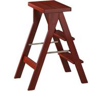 Sgabello Pieghevole Compatto in Legno, scaletta a 3 gradini Antiscivolo per Cucina, Biblioteca e Sala Musica, Sedia Multifunzionale di Sicurezza per la casa.