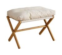 Sgabello Pieghevole con Gamba a X, Comodo Cuscino Morbido per L'ufficio del Soggiorno, Piccolo Sgabello Poggiapiedi per lo Spogliatoio della Camera da Letto (Beige)