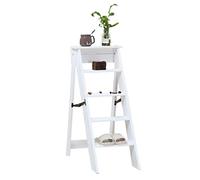 Sgabello Pieghevole con Gradino Retrattile | Scala Pieghevole con Ripiani | Scaffale portaoggetti | Sedia Pieghevole in Legno massello alla Moda, Scala Multifunzione/Sedia per scal