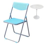 Sgabello Pieghevole con Schienale per Adulti Fino 100kg, Altezza Bancone Sedia per Cucina Giardino Picnic(Bleu)