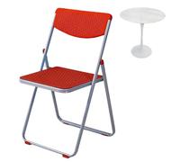 Sgabello Pieghevole con Schienale per Adulti Fino 100kg, Altezza Bancone Sedia per Cucina Giardino Picnic(Rouge)