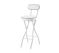 Sgabello pieghevole con seduta imbottita | Design portatile per bancone | Per cucina, giardino e ufficio | Bianco | Altezza seduta 55 cm/21,6 pollici