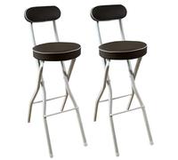 Sgabello pieghevole da bar con schienale, sedia portatile da cucina e giardino, altezza 75 cm, ideale per campeggio, pesca, confezione da 2, elegante design marrone e bianco