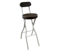 Sgabello pieghevole da bar con schienale, sedia portatile per cucina, soggiorno, giardino, campeggio e pesca, marrone e bianco, altezza: 55 cm, 1 pezzo
