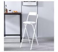 Sgabello pieghevole imbottito da 70 cm, sedia da bar portatile con schienale alto, sedile da cucina pieghevole per casa e giardino, supporta 100 kg, colore bianco
