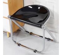 Sgabello pieghevole impilabile in acrilico trasparente, sedia ergonomica senza braccioli, struttura in metallo, per balcone, ufficio, nero, sedile salvaspazio leggero