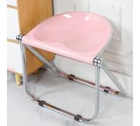 Sgabello pieghevole in acrilico, impilabile, trasparente, sedia ergonomica, senza braccioli, con struttura in metallo, ideale per balcone e ufficio, elegante design rosa