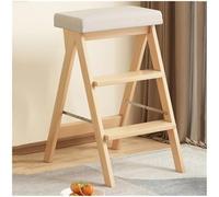 Sgabello pieghevole in bambù, design a 3 gradini per un facile accesso alla cucina e all'armadio, soluzione portatile a scala