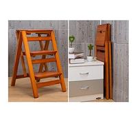 Sgabello Pieghevole in Legno a 3 gradini - Scala Portatile per Interni per Cucina, Biblioteca, scarpiera e portafiori - Poggiapiedi Compatto per Un Facile stoccaggio e utilizzo