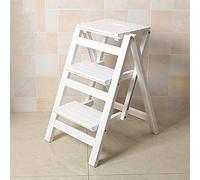 Sgabello Pieghevole in Legno con 2/3 gradini, Multifunzionale, Ideale per la casa, la Biblioteca e Come Gradino per Il Letto.