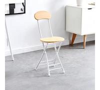 Sgabello pieghevole in legno con schienale, set di 2 sedie da bar, antiscivolo, facile da riporre, telaio in acciaio, perfetto per sala da pranzo, bancone o patio (legno chiaro, 31 x 24 cm)