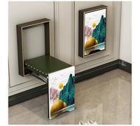 Sgabello Pieghevole in Legno Massello con Cuscino in Pelle Sedia Pieghevoles a Muro Portata Massima 330ibs Meccanismo di Smorzamento si Ripiega Fino a Uno Spessore di 2.6in for Un Ingombro Minimo