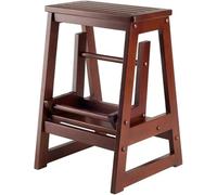Sgabello pieghevole in legno, sedia a scala a 2 livelli per un facile accesso e stoccaggio, design a piattaforma larga per uso domestico
