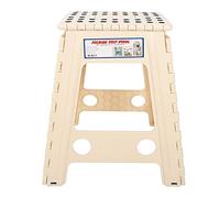 Sgabello Pieghevole in Plastica, Antiscivolo, Resistente e Leggero, Dimensioni 29x22x45cm - Design Compatto, Sicuro e Salvaspazio per Adulti (Punto nero beige (specifiche del campione: crema)