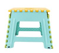 Sgabello pieghevole in plastica per bambini, sedia sgabello portatile a gradino, design leggero e pieghevole con piedi antiscivolo, 32 x 22,5 x 30 cm per uso domestico al coperto (Fondo verde blu con