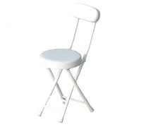 Sgabello pieghevole in poliuretano con schienale, sedia rotonda e portatile, per cucina, ufficio e fasciatoio, colore: bianco
