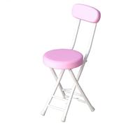 Sgabello pieghevole in poliuretano rosa con schienale imbottito sedia rotonda portatile per cucina, ufficio e fasciatoio, design leggero e salvaspazio