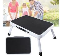 Sgabello pieghevole per bambini, in acciaio, pieghevole, con piattaforma in gomma antiscivolo, per bambini, pieghevole, per bagno, cucina, portata fino a 150 kg, 48 x 30 x 18 cm, bianco