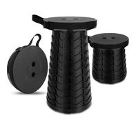 Sgabello pieghevole per sedia portatile, sgabelli da campeggio telescopici retrattili Sedile leggero e robusto regolabile pieghevole (nero)