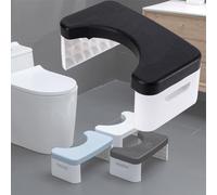 Sgabello per WC pieghevole, con posizione di profumazione, bagno, sgabello pieghevole per cacca | accessori da bagno per tutte le età | sgabello per postura seduta, nero