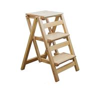 Sgabello pieghevole portatile in legno con 3 gradini, ideale per casa e biblioteca, robusta sedia a scala per un facile accesso e una comoda conservazione