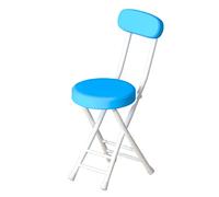 Sgabello pieghevole portatile in poliuretano con schienale, sedia rotonda imbottita per cucina, ufficio e fasciatoio, design leggero e compatto (colore: blu)