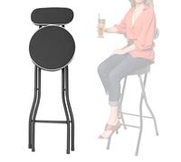 Sgabello Pieghevole Portatile, Sedia Da Bar Salvaspazio, Sgabelli Alti Da Bar Pieghevoli Con Schienale, Sedia Ad Altezza Banco, Altezza Seduta 55/60/65/70/75cm, Può Sopportare 150 Kg(Black,H75cm)