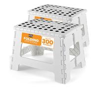 Sgabello pieghevole Utopia Home da 9 pollici, superficie antiscivolo per bambini e adulti, sgabello pieghevole con maniglia, capacità di carico di 300 libbre, confezione da 2, bianco