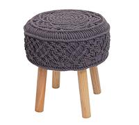 Sgabello poggiapiedi HWC-J43 rotondo 45x41cm macramé maglia - grigio