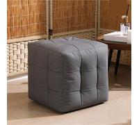 Sgabello poggiapiedi moderno in ecopelle grigio per casa e ufficio, 38 x 38 x 38 cm