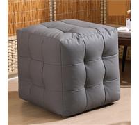 Sgabello poggiapiedi moderno in finta pelle, colore grigio, per casa e ufficio, elegante pouf imbottito quadrato con resistenza all'aperto (45 x 45 x 45 cm)