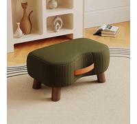 Sgabello poggiapiedi ottomano - Sgabello multiuso imbottito per cambio scarpe, tavolino da caffè o panca portaoggetti, in legno massiccio, design a forma di sapone, perfetto per dormitori e fine letto