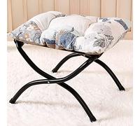 Sgabello poggiapiedi pieghevole con gambe in metallo, moderno piccolo accento rimovibile, portatile, confortevole, in cotone antiscivolo, per soggiorno e camera da letto