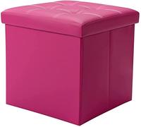 Sgabello poggiapiedi quadrato in pelle PU piccolo sgabello poggiapiedi con contenitore pieghevole ottomano poggiapiedi sgabello per cassapanca ottomana in ecopelle scatola per giocattoli nero (colore