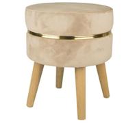 Sgabello poggiapiedi Sunshine Beige 35x41,5 cm, Pouf per postazione trucco camera ragazza, Pouf camera make up, Pouf letto Vanity (TIA 55206)