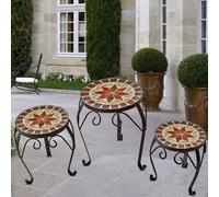 Sgabello Porta Fiori Tavolo Tavolino Mosaico Design Decorazione Mensola Metallo