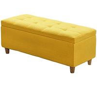 Sgabello portaoggetti in tessuto da 78,7 cm, morbido con coperchio ribaltabile, versatile panca per scarpe, sgabello imbottito, elegante per la casa