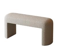 Sgabello portascarpe imbottito con cuscino per seduta, panca portascarpe con ripiano portaoggetti per ingresso e soggiorno, bianco sporco, 39,3 pollici/100 cm