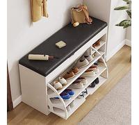 Sgabello portascarpe, moderno mobiletto portascarpe con ante a ribalta, elegante mobiletto portascarpe per ingresso, corridoio, camera da letto e soggiorno, panca portascarpe per piccoli spa