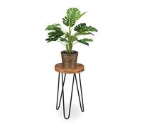 Sgabello Portavaso Rotondo Portafiori Piante Legno Acacia HxD: 42x25cm Supporto